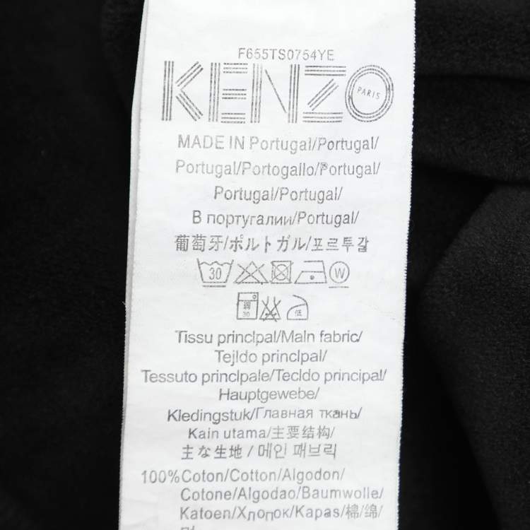 Pre Owned Kenzo Black Tiger Embroidered Cotton Knit Hoodie M