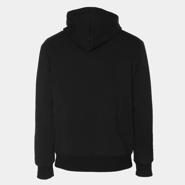 Pre Owned Kenzo Black Tiger Embroidered Cotton Knit Hoodie M
