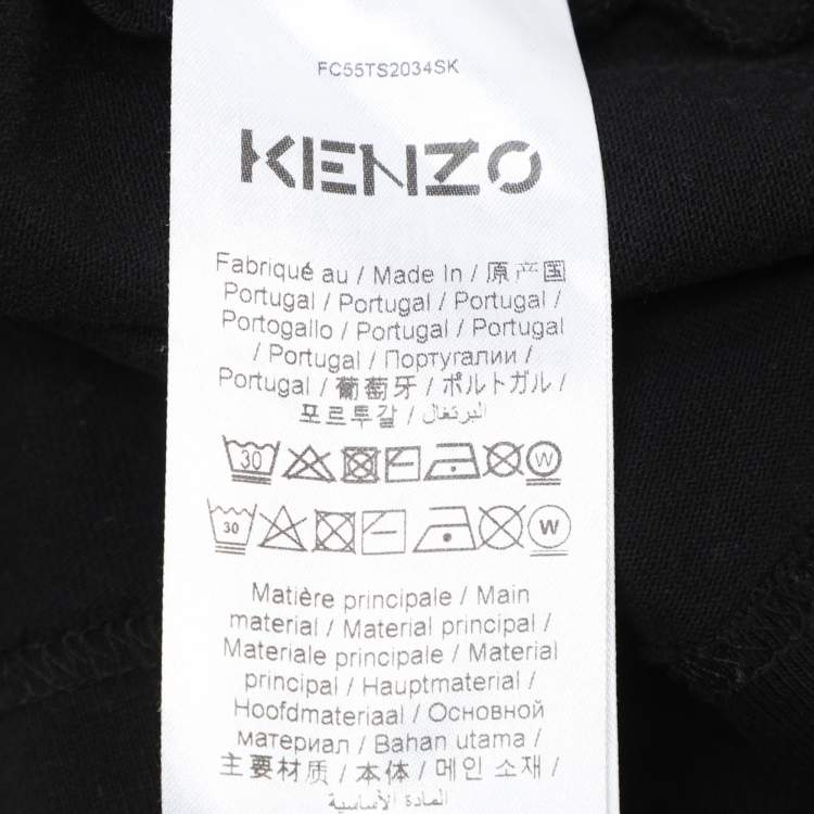 Pre Owned Kenzo Black Logo Print Cotton Knit Crew Neck T-Shirt L