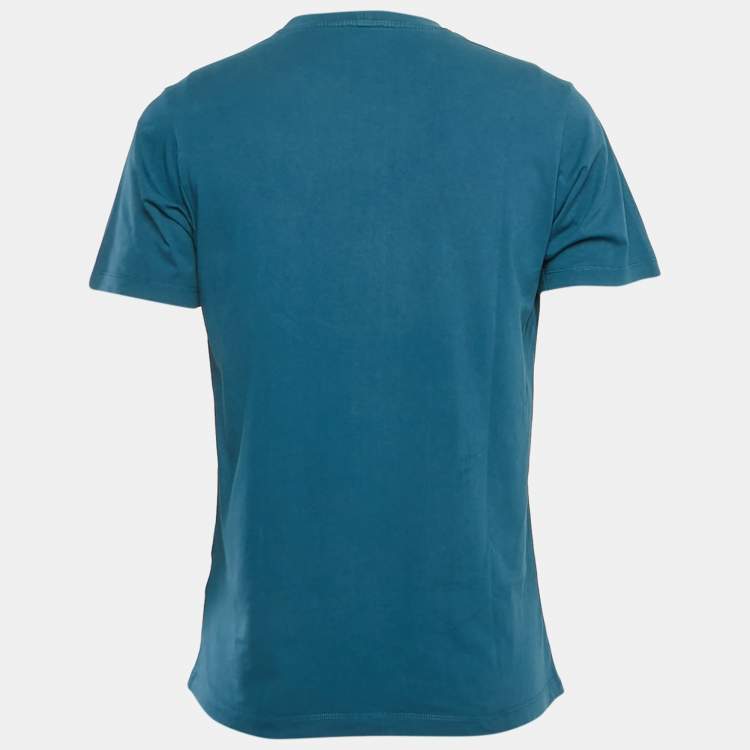Pre Owned Kenzo Teal Blue Tiger Print Jersey Crewneck T-Shirt L