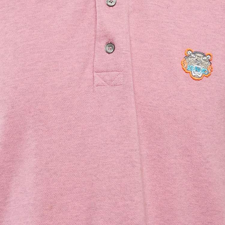 Pre Owned Kenzo Pink Tiger Applique Pique K Fit Polo T-Shirt L