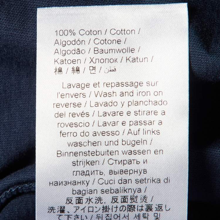 Pre Owned Kenzo Navy Blue Printed Cotton Crew Neck T Shirt M