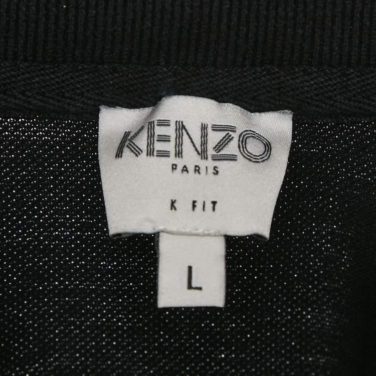 Pre Owned Kenzo Black Cotton Pique Polo T-Shirt L