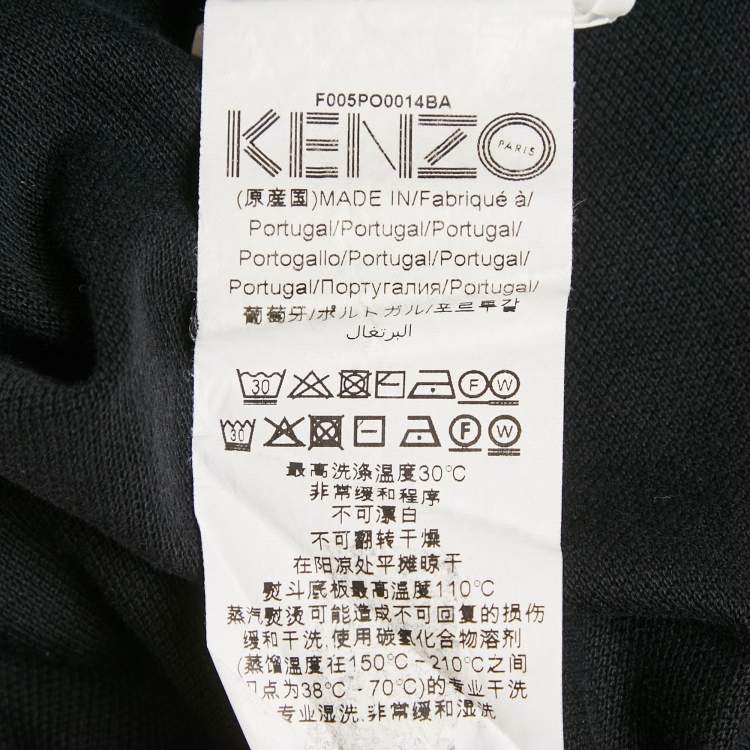 Pre Owned Kenzo Black Cotton Pique Polo T-Shirt L