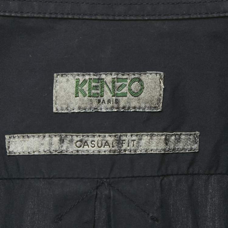 Pre Owned Kenzo Navy Blue Cotton Long Sleeve Shirt L
