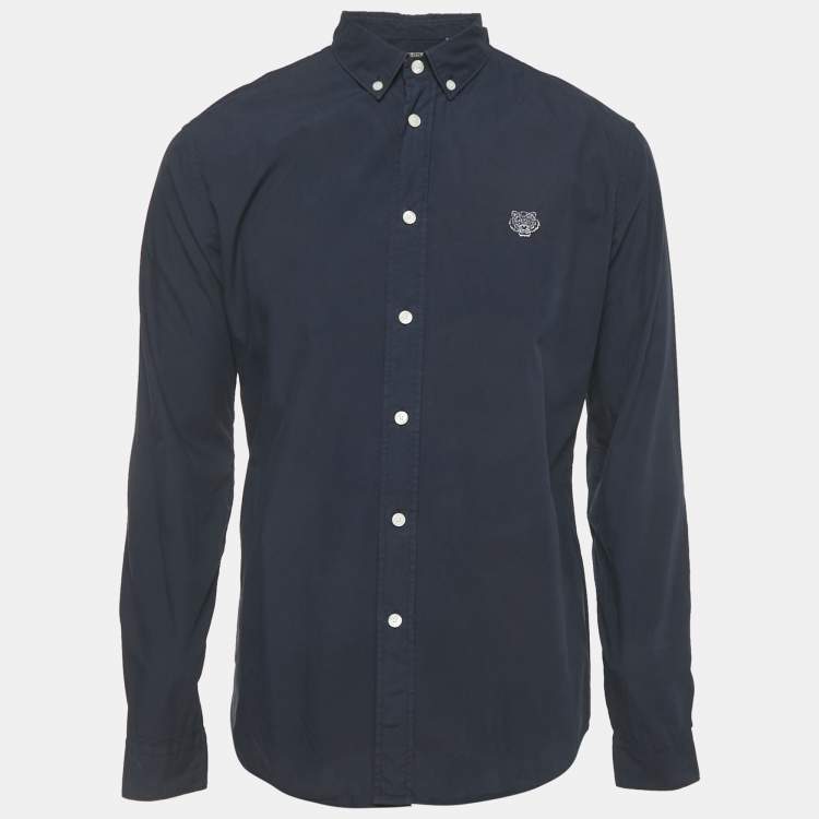 Pre Owned Kenzo Navy Blue Cotton Long Sleeve Shirt L
