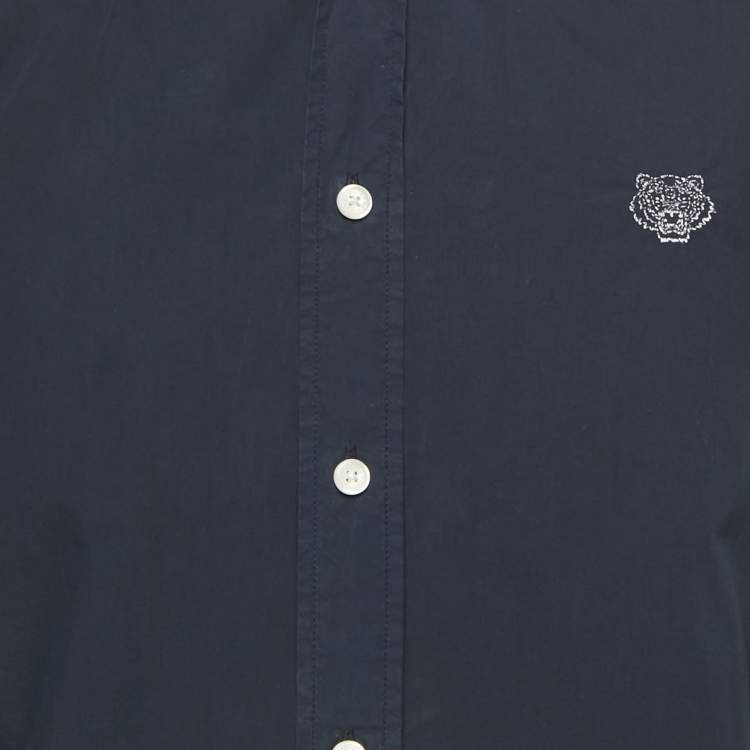 Pre Owned Kenzo Navy Blue Cotton Long Sleeve Shirt L