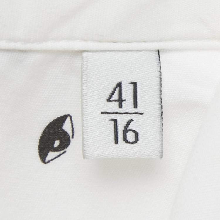 Pre Owned Kenzo White Eye Print Cotton Slim Fit Shirt L