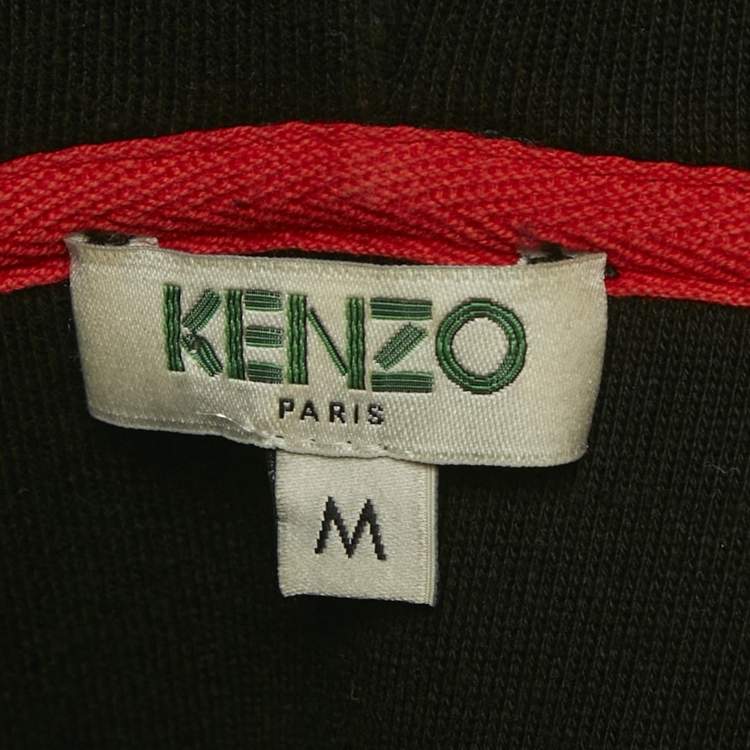 Pre Owned Kenzo Black Tiger Embroidered Cotton Hooded Sweatshirt M