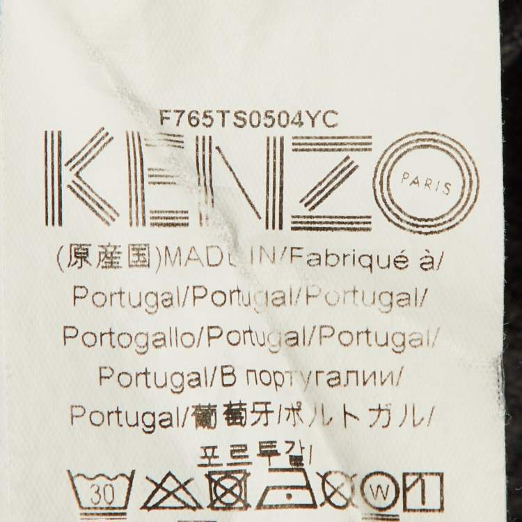 Pre Owned Kenzo Grey Tiger Print Melange Cotton Crew Neck T-Shirt S