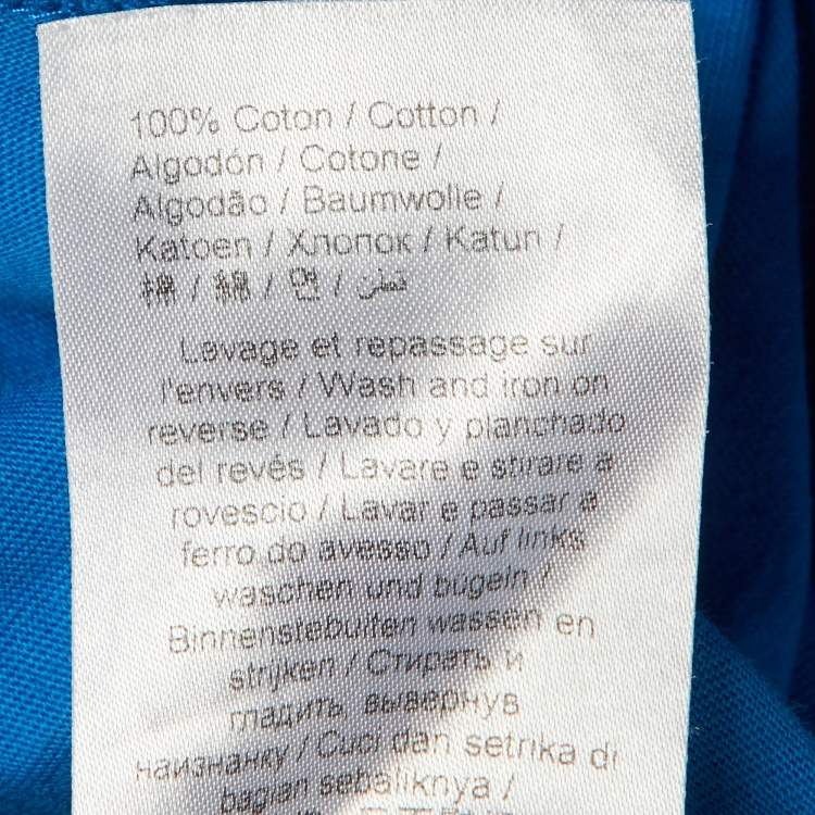 Pre Owned Kenzo Blue Logo Print Cotton Crew Neck T-Shirt M