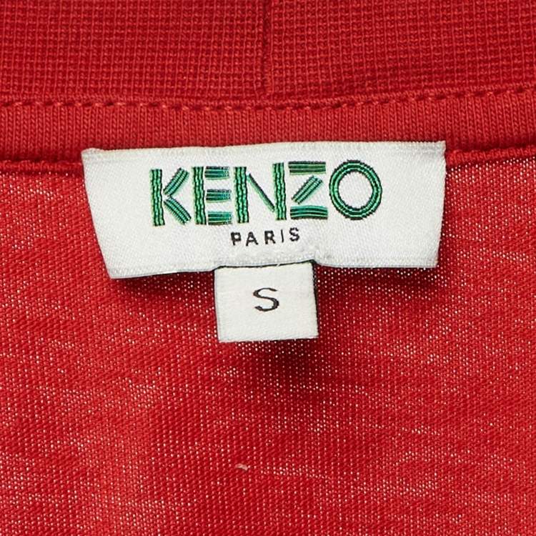 Pre Owned Kenzo Red Tiger Print Cotton Crew Neck T-Shirt S