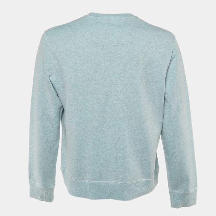 Pre Owned Kenzo Blue Logo Embroidered Cotton Crew Neck Sweatshirt XL