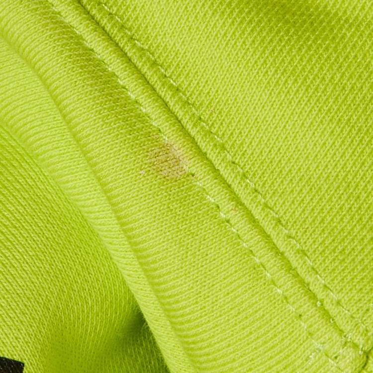 Pre Owned Kenzo Neon Green Logo Print Cotton Crew Neck Sweatshirt M