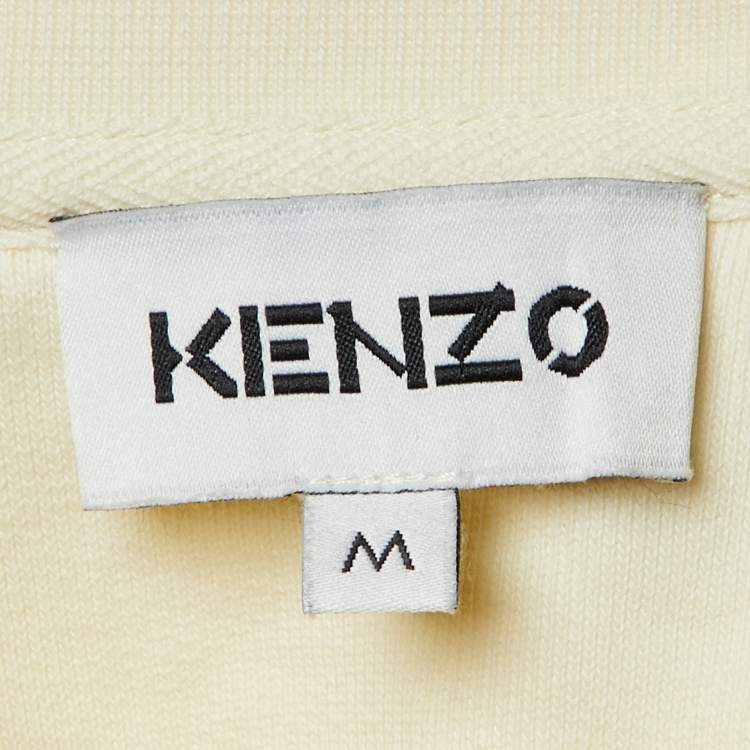 Pre Owned Kenzo Off White Printed Cotton Crew Neck Sweatshirt M