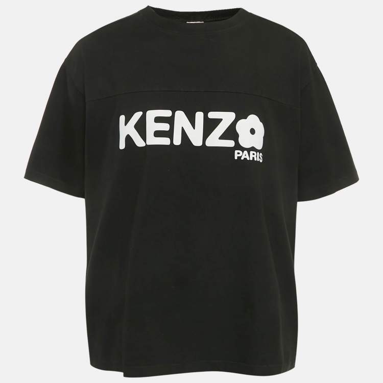 Pre Owned Kenzo Black Boke Flower Printed Cotton Knit T-Shirt XL