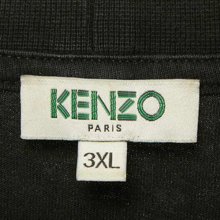 Pre Owned Kenzo Black Tiger Printed Cotton Knit T-Shirt 3XL
