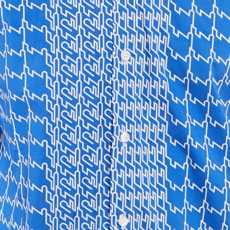 Pre Owned Kenzo Blue Printed Cotton Long Sleeve Shirt M
