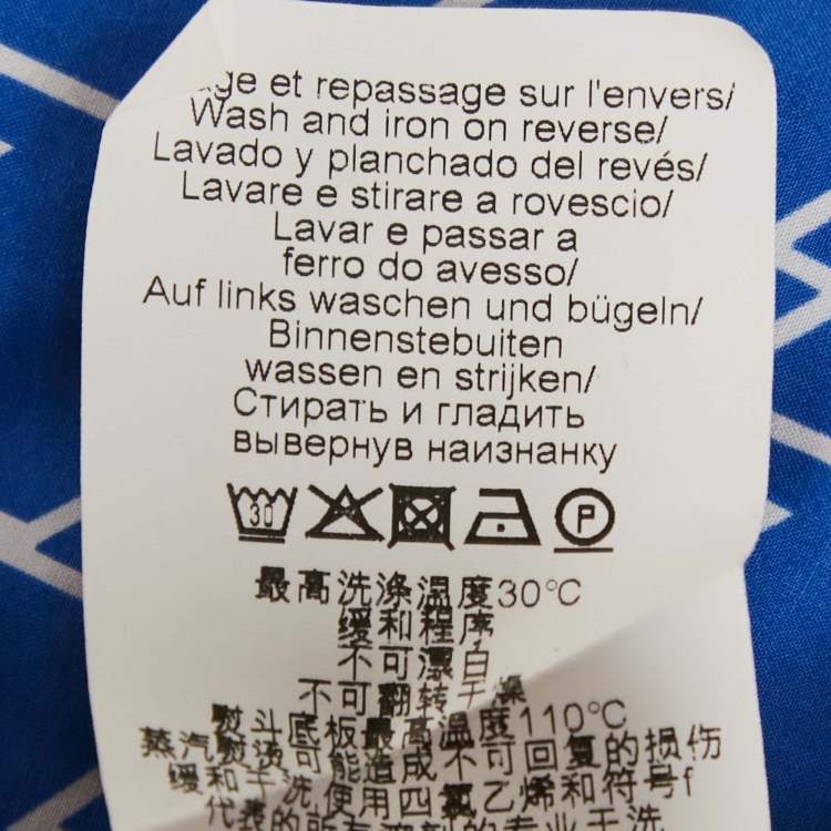 Pre Owned Kenzo Blue Printed Cotton Long Sleeve Shirt M