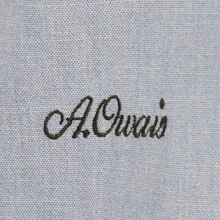 Pre Owned Kenzo Blue Tiger Embroidered Cotton Shirt M