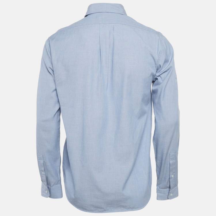 Pre Owned Kenzo Blue Tiger Embroidered Cotton Shirt M