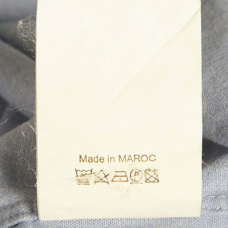 Pre Owned Kenzo Blue Tiger Embroidered Cotton Shirt M