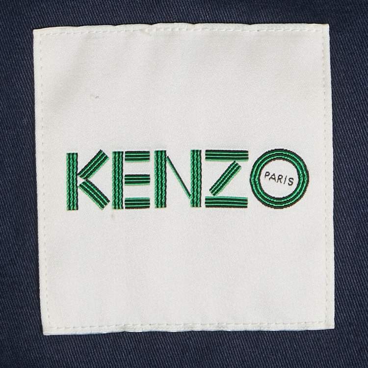Pre Owned Kenzo Navy Blue Cotton Blend Hooded Jacket M
