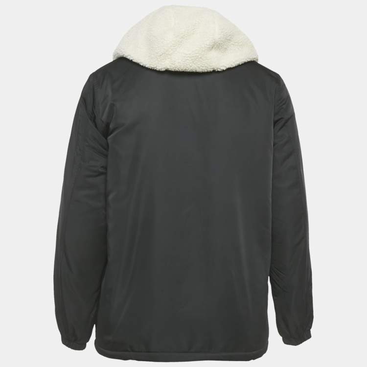 Pre Owned Kenzo Black Synthetic Shearling Hooded Jacket S