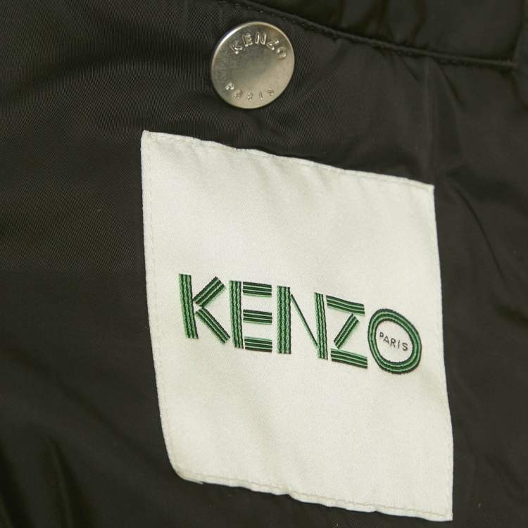 Pre Owned Kenzo Black Synthetic Shearling Hooded Jacket S
