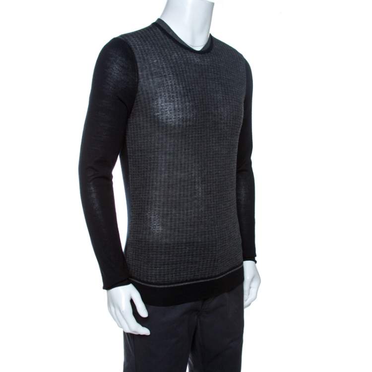 Pre Owned Kenzo Bicolor Knit Crewneck Sweater M 