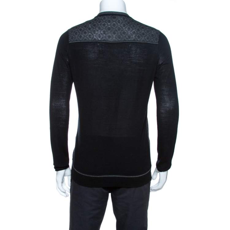 Pre Owned Kenzo Bicolor Knit Crewneck Sweater M 
