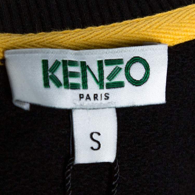 Pre Owned Kenzo Black Knit Tiger Motif Bomber Jacket S