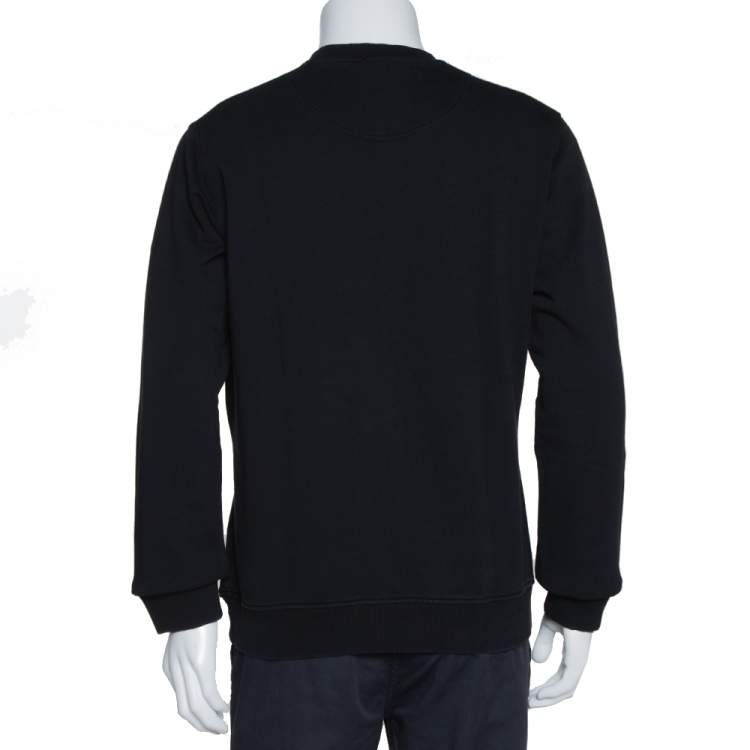 Pre Owned Kenzo Black Tiger Embroidered Cotton Crew Neck Sweatshirt M