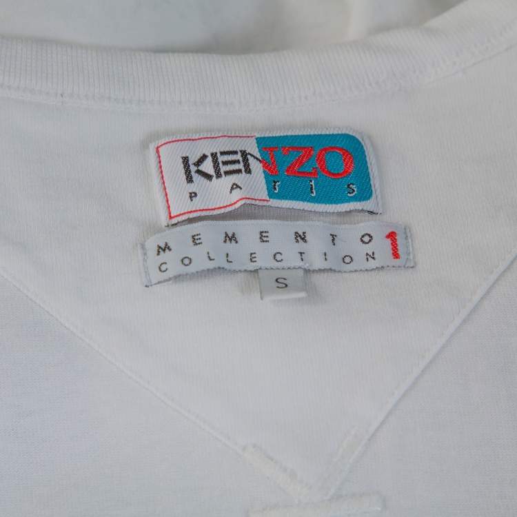 Pre Owned Kenzo La Memento Collection White Cotton Animal Print T-Shirt S