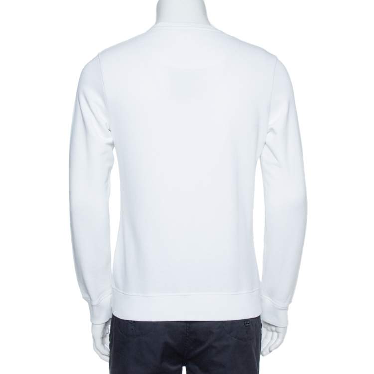 Pre Owned Kenzo White Cotton Kenzo Paris Embroidered Sweatshirt S