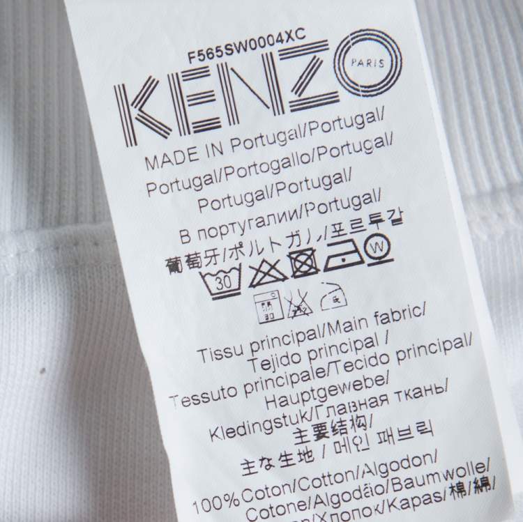 Pre Owned Kenzo White Cotton Kenzo Paris Embroidered Sweatshirt S