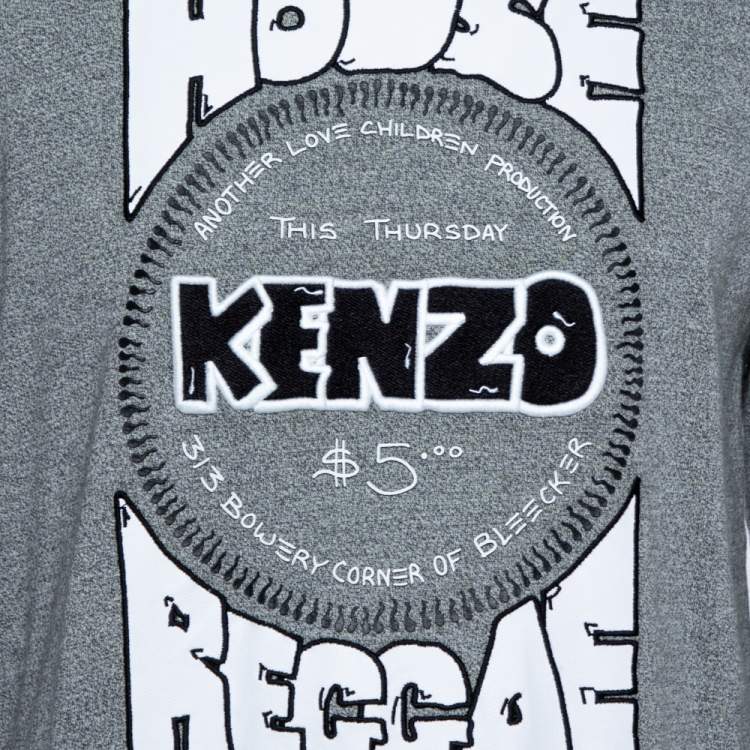 Pre Owned Kenzo Grey Melange Knit House Of Reggae Sweatshirt M