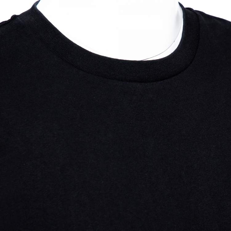 Pre Owned Kenzo Black Cotton Jersey Logo Cuff Print T-Shirt XL