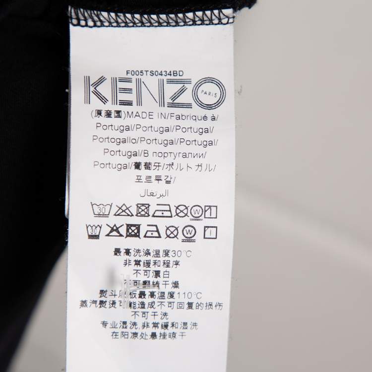 Pre Owned Kenzo Black Cotton Jersey Logo Cuff Print T-Shirt XL