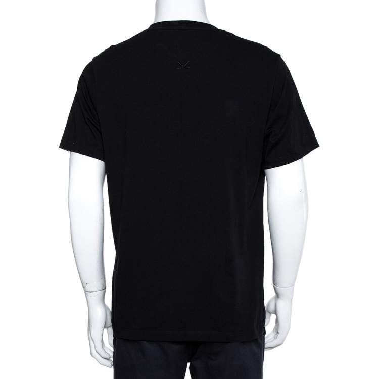 Pre Owned Kenzo Black Logo Print Cotton Crew Neck T-Shirt XL