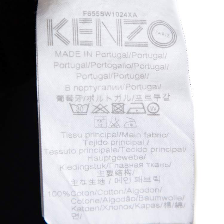 Pre Owned Kenzo Black Cotton Bamboo Tiger Embroidered Sweatshirt M