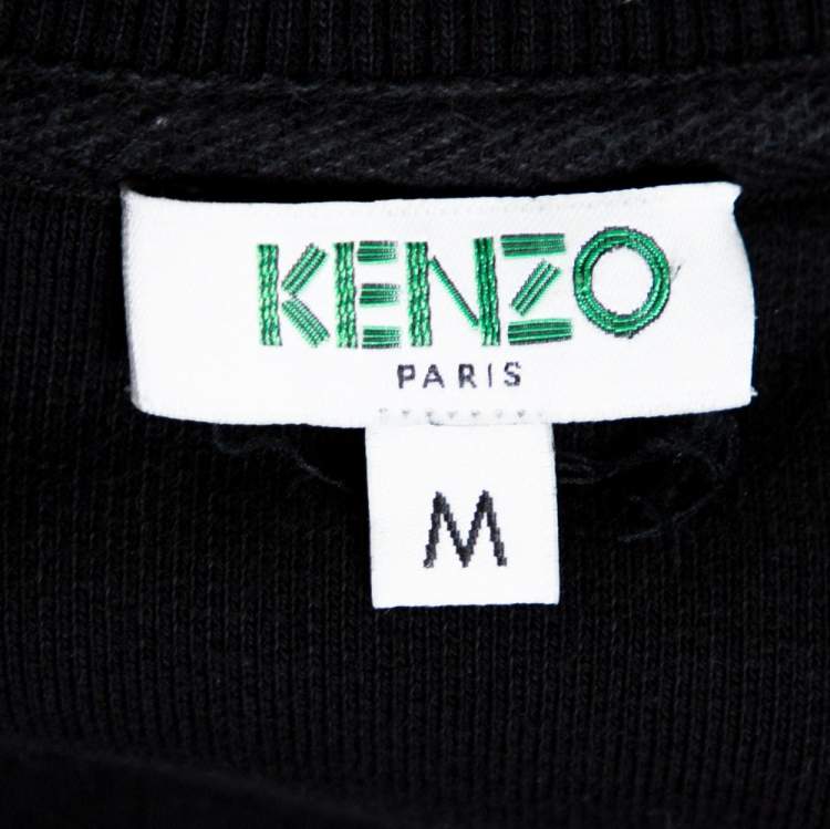 Pre Owned Kenzo Black Cotton Bamboo Tiger Embroidered Sweatshirt M