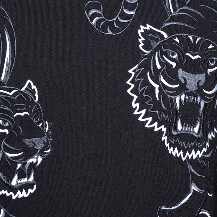 Pre Owned Kenzo Black Knit Tiger Embroidered Crewneck Sweatshirt M