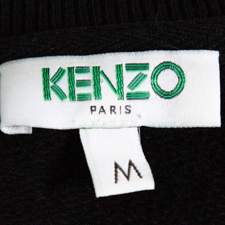 Pre Owned Kenzo Black Knit Tiger Embroidered Crewneck Sweatshirt M