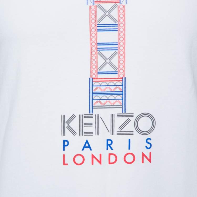 Pre Owned Kenzo White Cotton Big Ben Crewneck T Shirt S