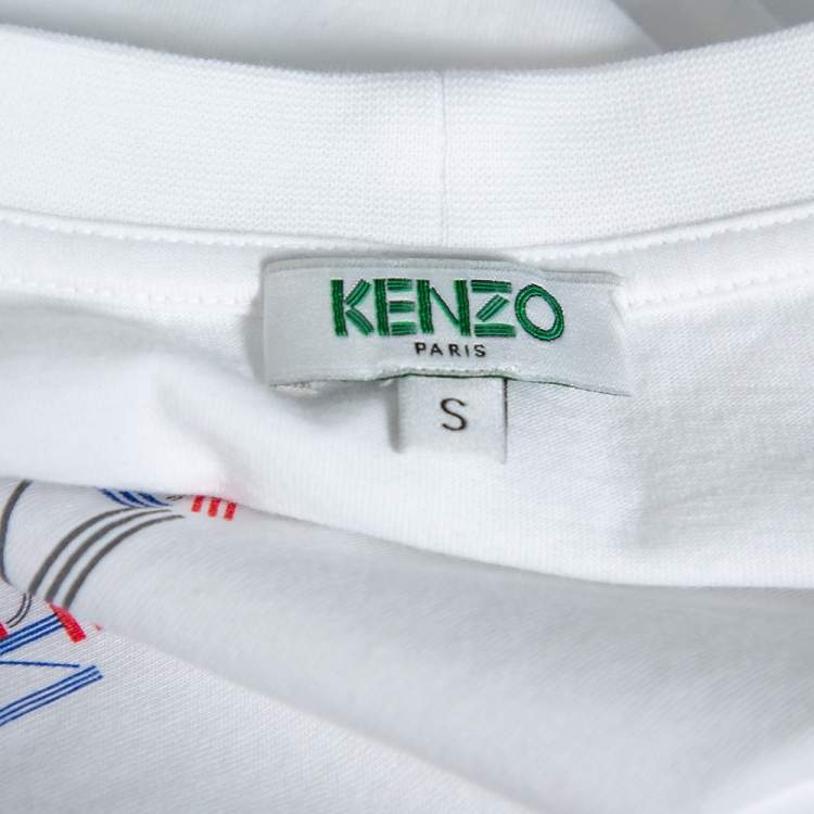 Pre Owned Kenzo White Cotton Big Ben Crewneck T Shirt S