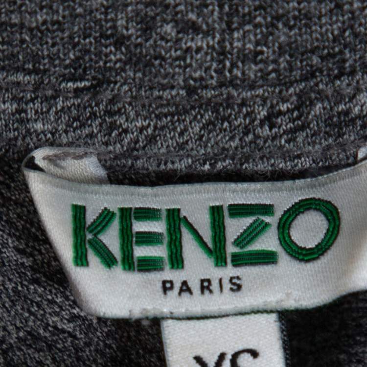Pre Owned Kenzo Grey Cotton Tiger Print Crewneck T Shirt XS