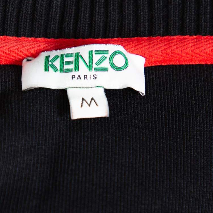 مملوكة مسبقًا Kenzo Black Cotton Tiger Logo Embroidered Sweatshirt M