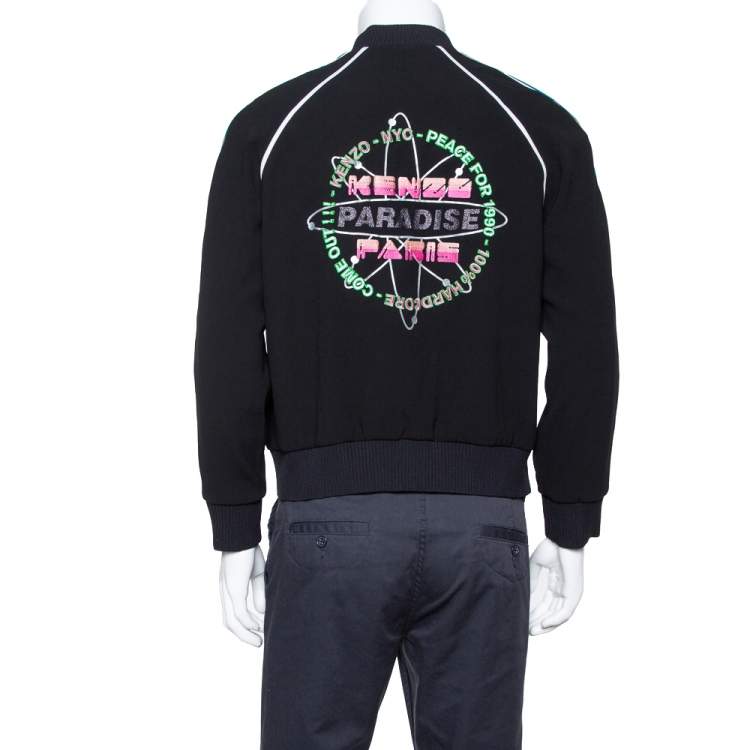 Pre Owned Kenzo Black Crepe Paradise Bomber Jacket L