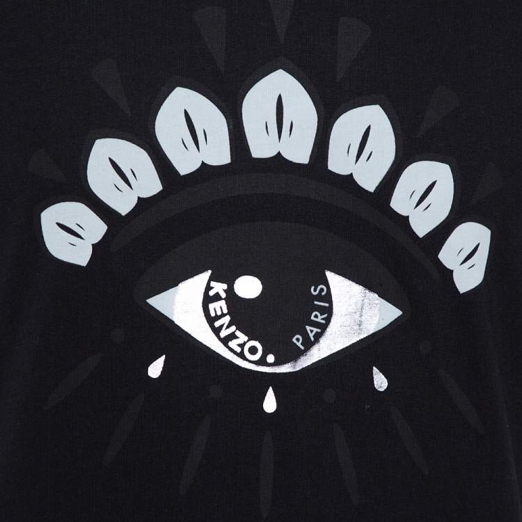Pre Owned Kenzo Black Eye Print Cotton Crew Neck T-Shirt M